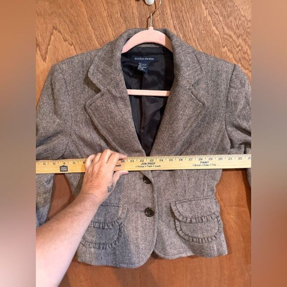 Boston Proper Brown Tweed Look Jacket Size 6 - Picture 6 of 8